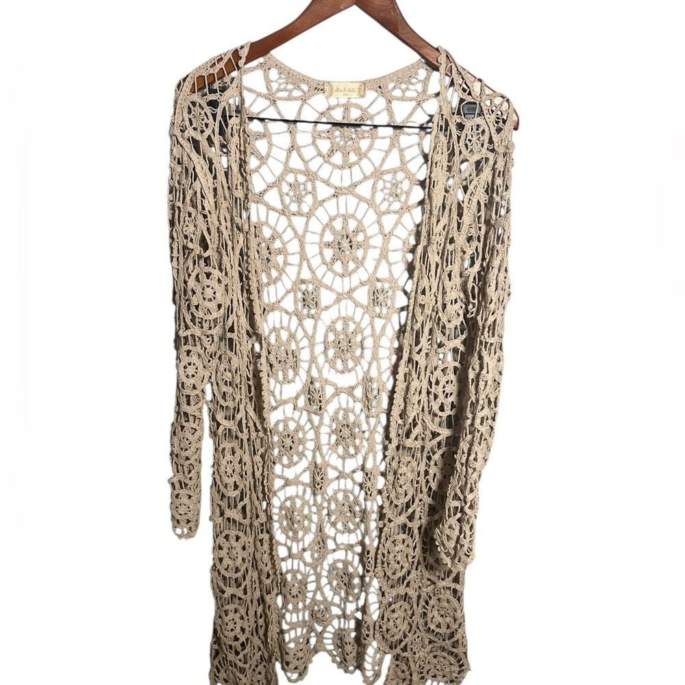 Altar'd State Tan Crochet Cardigan Duster S/M
